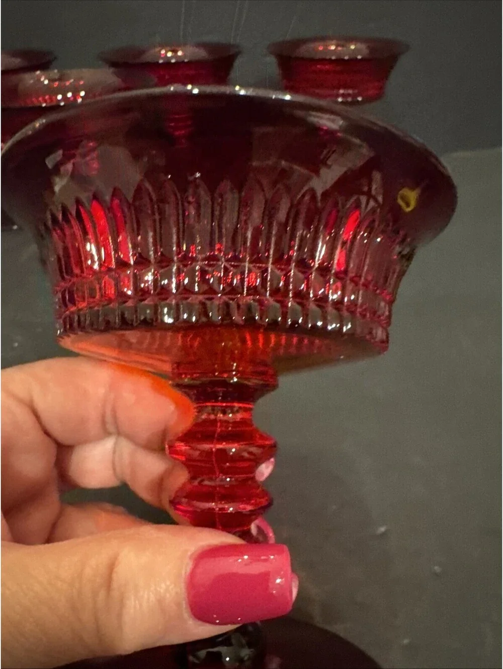 Vtg Fenton Art Glass (5) Lincoln Inn Ruby Red Champagne Sherbet Glasses 1930’s